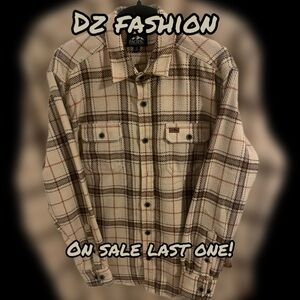 Pacific Trail Men's Cream and Brown Plaid Button-Up Cardigan